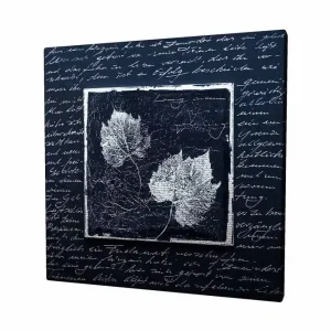 Lågt pris Canvastavla 45x45 cm - Silhuetter av löv på en mörk bakgrund med texturerad yta Svart / Vit - Inredning