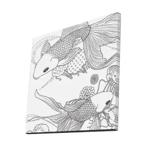 Canvastavla 45x45 cm - Fina koi-fiskar i en lekfull komposition Svart / Vitt - Inredning Rabatt