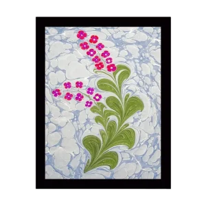 Lågt pris Inramad Canvastavla i trä - 41x56 cm - Färgglad blomsterkomposition med gröna bladverk Grön / Rosa / Blå - Inredning