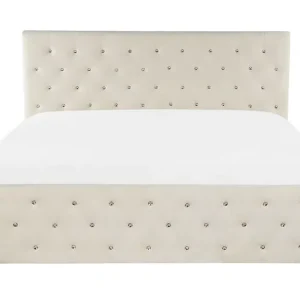 Begränsat erbjudande SAVEUSE Förvaringssäng 160x200 cm Sammet/Beige - Möbler