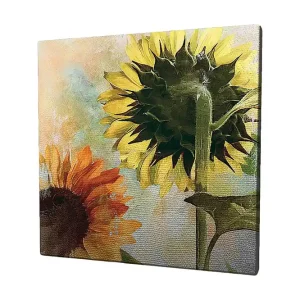Canvastavla 45x45 cm - Solrosor i livfulla färger Gult / Orange / Grönt - Inredning Trygg betalning