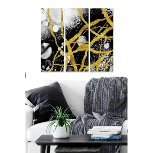 Premium Canvastavla Abstract 3-pack Flerfärgad 20x50 cm - Inredning
