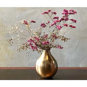 Canvastavla 70x100 cm - Elegant vas med torkade blommor i rosa och beige nyanser Guld / Rosa / Beige - Inredning Begränsad tid