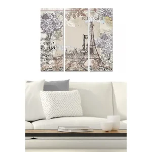 Outlet Canvastavla Floral 3-pack Flerfärgad 20x50 cm - Inredning