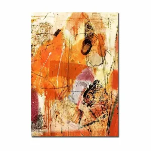 Canvastavla 70x100 cm - Abstrakt komposition med dominanta orangea och röda toner som skapar en energisk känsla Orange / Röd / Ljusbeige - Inredning Billig