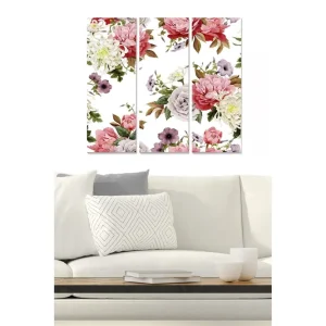 Canvastavla Floral 3-pack Flerfärgad 20x50 cm - Inredning Outlet