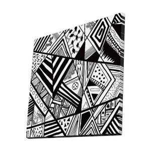 Populärt val Canvastavla 45x45 cm - Abstrakt komposition med geometriska mönster i svart och vitt Svart / Vitt - Inredning