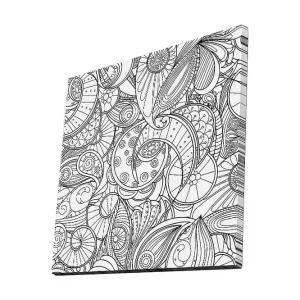 Rabatt Canvastavla 45x45 cm - Intrikat mönster av snäckor och svängda linjer Svart / Vitt - Inredning