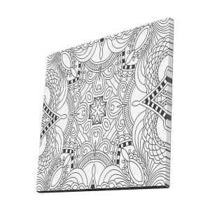 Canvastavla 45x45 cm - Abstrakt mönster med svarta linjer och former Svart / Vit - Inredning Lågt pris