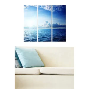 Canvastavla i trä 3-delar 50x70 cm - Storslagen havsutsikt med klara blå nyanser Blå / Himmelsblå / Turkos - Inredning Extra rabatt