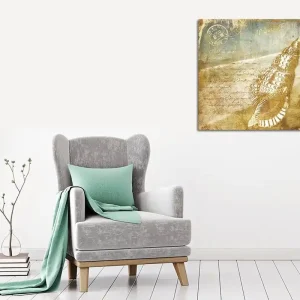 Endast denna vecka Canvastavla 45x45 cm - Snäcka med vintage-inspirerad bakgrund och handskriven text Beige / Brun / Ljusblå - Inredning