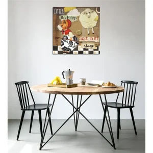 Canvastavla 45x45 cm - Lekfull scen med en flicka som letar efter sina får Beige / Svart / Röd - Inredning Fynd