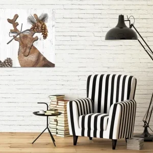 Canvastavla 45x45 cm - Stiliserad ren med kottar och grönska som dekoration Brunt / Beige / Grönt - Inredning Erbjudande