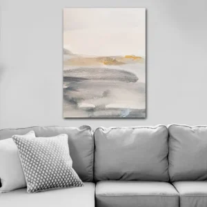 Canvastavla 70x100 cm - Abstrakt landskap med mjuka färgövergångar Grå / Beige / Ljusblå - Inredning Rabatt