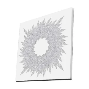 Canvastavla 45x45 cm - Abstrakt komposition av bladformade mönster i en cirkulär formation Vit / Grå - Inredning Rabatt