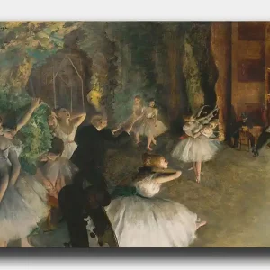 Canvastavla 70x100 cm - Balettföreställning med dansande ballerinas i fokus Vit / Grön / Brun - Inredning Rea