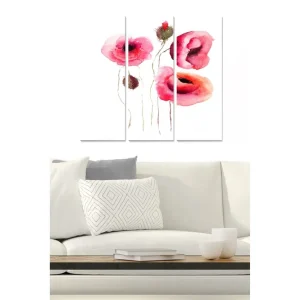 Snabb frakt Canvastavla Floral 3-pack Flerfärgad 20x50 cm - Inredning