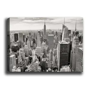 Canvastavla 70x100 cm - Panoramavy av New Yorks skyline i svartvitt Svart / Vitt / Grått - Inredning Utförsäljning