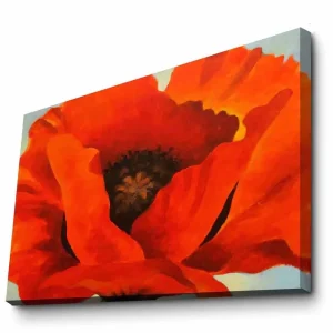 Nedsatt pris Canvastavla 70x100 cm - Stor, färgstark vallmo med intensiva röda och orangea toner Röd / Orange - Inredning