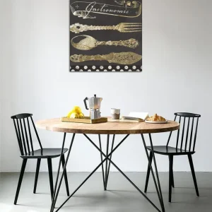 Canvastavla 45x45 cm - Stiliserade köksredskap i guld mot en mörk bakgrund Guld / Svart - Inredning Kundfavorit