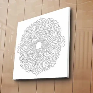 Trygg betalning Canvastavla 45x45 cm - Intrikat mandala i vit och grå nyans Vit / Grå - Inredning