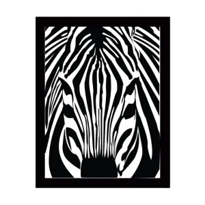 Inramad Canvastavla i trä - 41x56 cm - Stiliserad zebra med kontrasterande svarta och vita linjer Svart / Vit - Inredning Erbjudande