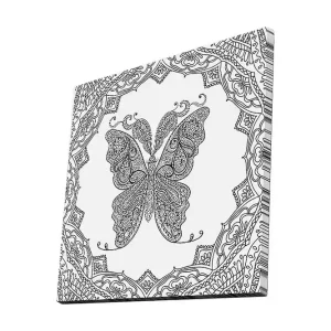 Beställ idag Canvastavla 45x45 cm - Detaljerad fjäril med ornamentala mönster Svart / Vitt - Inredning