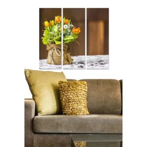 Billigare Canvastavla Floral 3-pack Flerfärgad 20x50 cm - Inredning