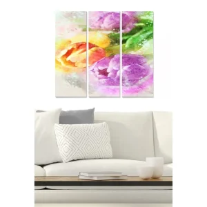 Lågt pris Tavla Floral 3-pack Flerfärgad 20x50 cm - Inredning
