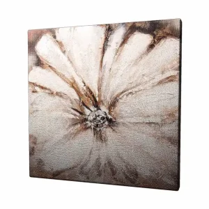 Canvastavla 45x45 cm - Storslagen blomma i mjuka, neutrala toner Vit / Beige / Brun - Inredning Billigare