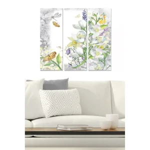 Canvastavla Floral 3-pack Flerfärgad 20x50 cm - Inredning Fri frakt