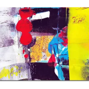Canvastavla 70x100 cm - Abstrakt komposition med starka färger och geometriska former Röd / Gul / Blå - Inredning Expressleverans