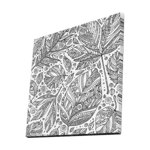 Canvastavla 45x45 cm - Mönster av detaljerade blad och spiraler Svart / Vitt - Inredning Kundfavorit
