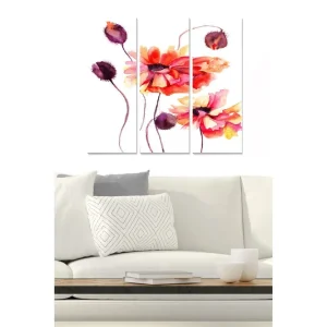 Canvastavla Floral 3-pack Flerfärgad 20x50 cm - Inredning Erbjudande