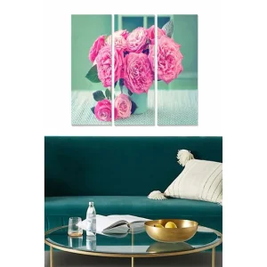 Premium Canvastavla Floral 3-pack Flerfärgad 20x50 cm - Inredning