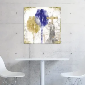 Populär Canvastavla 45x45 cm - Abstrakt komposition med vinglas och korkskruv Blå / Gul / Grå - Inredning