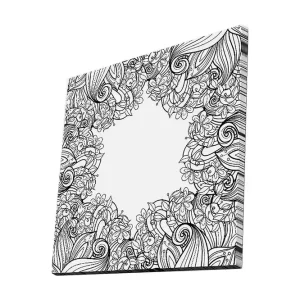 Snabb frakt Canvastavla 45x45 cm - Svartvitt mönster av blommor och snirklar Svart / Vitt - Inredning