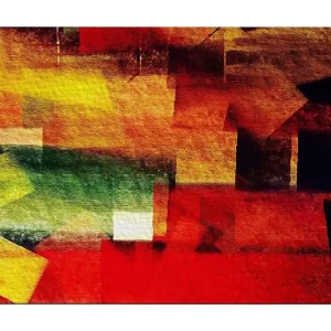Trygg betalning Canvastavla 70x100 cm - Abstrakt komposition med färgglada geometriska former i röd, gul och grön nyans Röd / Gul / Grön - Inredning
