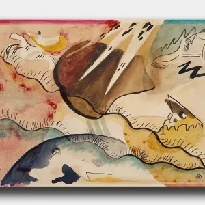 risnedsättning Canvastavla 70x100 cm - Abstrakt landskap med organiska former och färgglada inslag Brun / Blå / Gul - Inredning