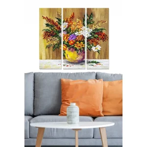 I lager Tavla Floral 3-pack Flerfärgad 20x50 cm - Inredning