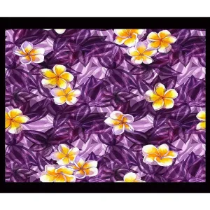 Billig Inramad Canvastavla i trä - 41x56 cm - Färgglad komposition av blommor och blad Lila / Gul / Vit - Inredning