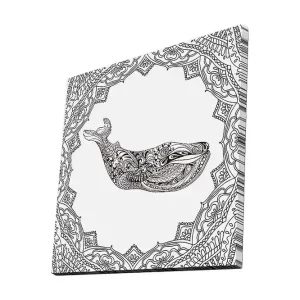Canvastavla 45x45 cm - Ornamental val i detaljrik design Svart / Vitt - Inredning Begränsat antal