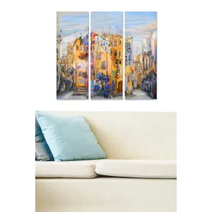 Canvastavla City 3-pack Flerfärgad 20x50 cm - Inredning I lager