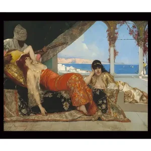 Inramad Canvastavla i trä - 41x56 cm - Sensuell samling av kvinnor i orientaliska kläder Röd / Guld / Svart - Inredning Bästa pris