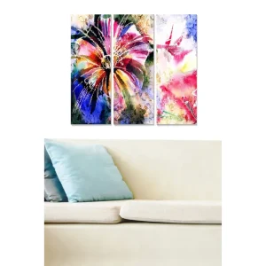 risnedsättning Canvastavla Abstract 3-pack Flerfärgad 20x50 cm - Inredning