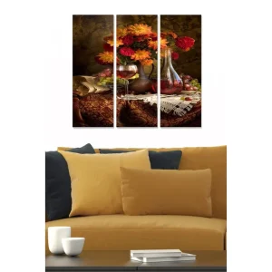 Canvastavla Floral 3-pack Flerfärgad 20x50 cm - Inredning Begränsat erbjudande