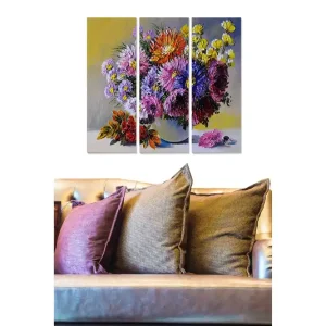 Rabatt Canvastavla Floral 3-pack Flerfärgad 20x50 cm - Inredning