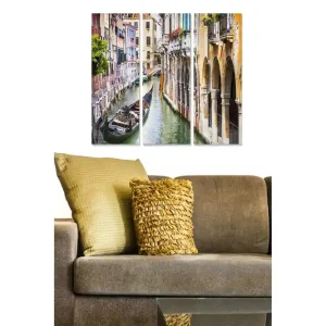 Säker betalning Canvastavla City 3-pack Flerfärgad 20x50 cm - Inredning