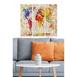 Canvastavla Map 3-pack Flerfärgad 20x50 cm - Inredning Begränsat erbjudande