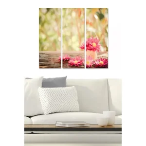 Snabb frakt Canvastavla Floral 3-pack Flerfärgad 20x50 cm - Inredning